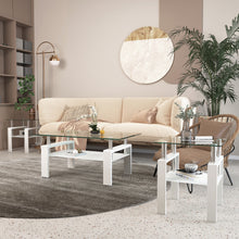 Melo Modern Glass Top Side Tables (Set of 2)