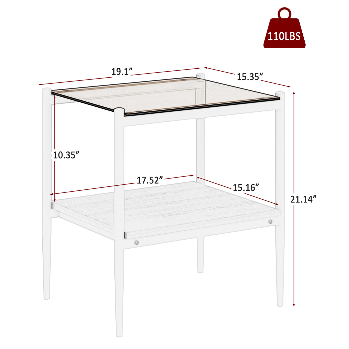 Penn Modern 3-Piece Accent Table Set with Brown Glass, White