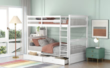 Larkspur Twin-Over-Twin Bunk Bed with Ladders and Two Storage Drawers (White)