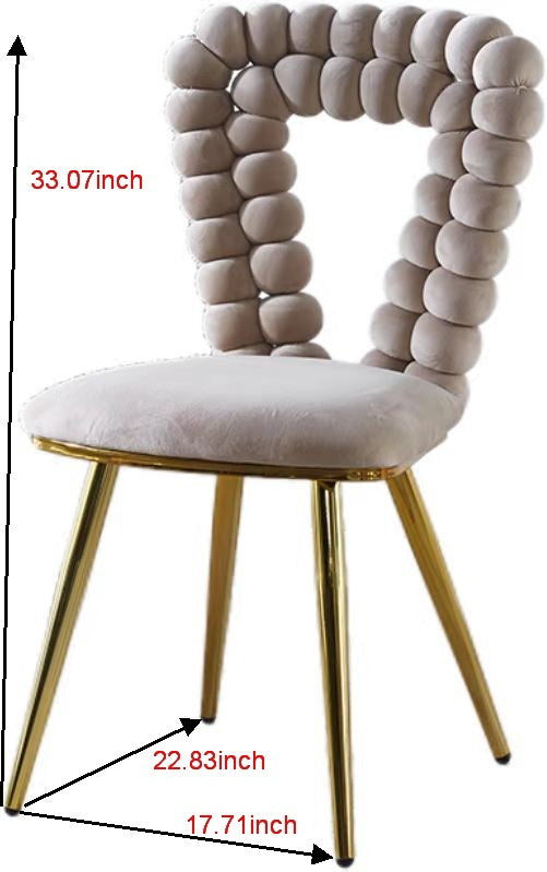 Vivette Modern Upholstered Side Chairs with Golden Metal Legs (Set of 2) Beige