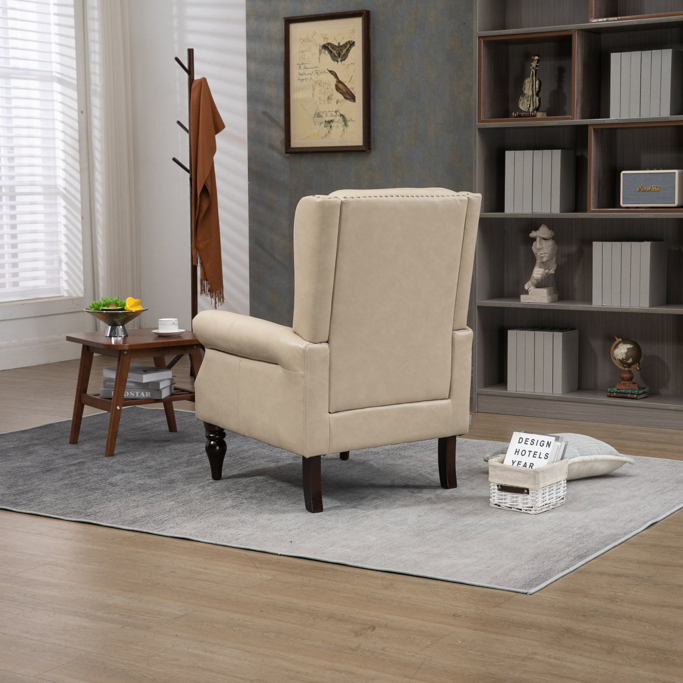 Mason Traditional PU Leather Arm Chair - Cream