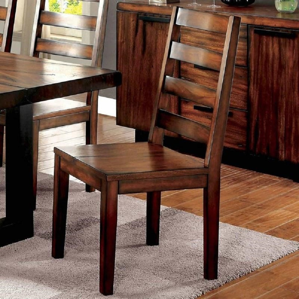 Amelia Solid Wood Slat Back Chair in Tobacco Finish (Set of 2)