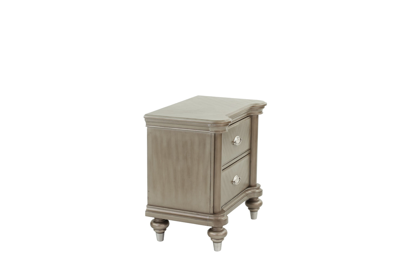 Ava Antique Silver / Champagne Finish Nightstand