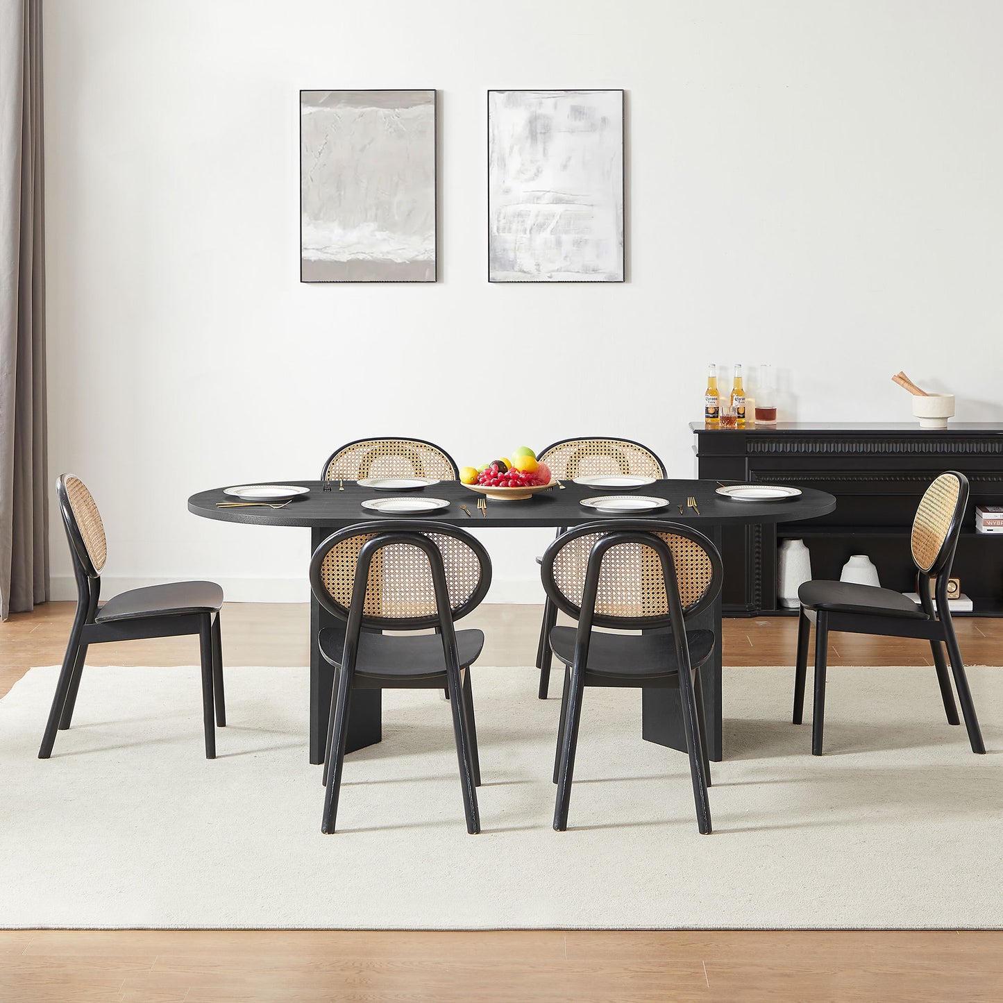 Hazel 78" Modern Dining Table, Black