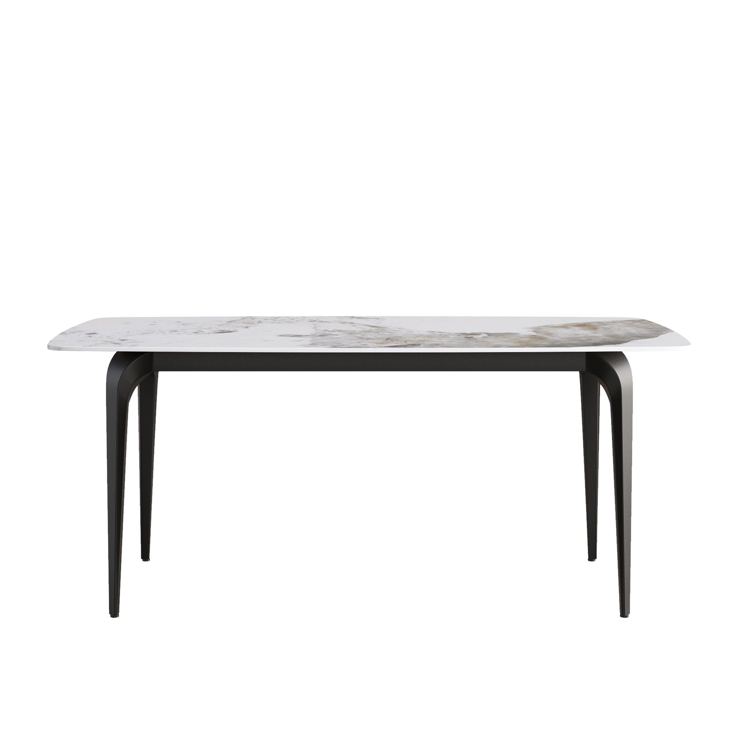 Misty 70.87"Modern Pandora White Sintered Stone Dining Table with Black Legs