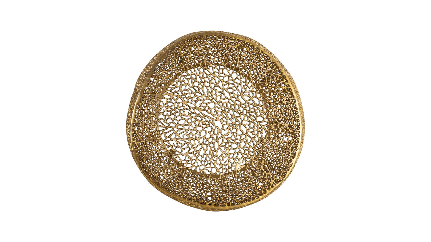 Azriel Round Aluminum Mesh Coffee Table, Gold