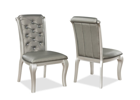 Estelle Crystal Button Tufted Glam Side Chairs Set of 2 Champagne