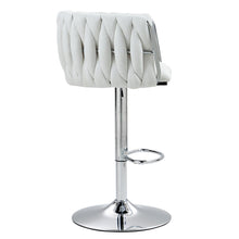 Stylish Fabric 360 Swivel Bar Stools with Woven Back and Adjustable Height Set of 2 Beige