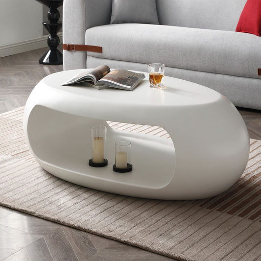 Ellison Modern Oval Fiberglass Coffee Table, White