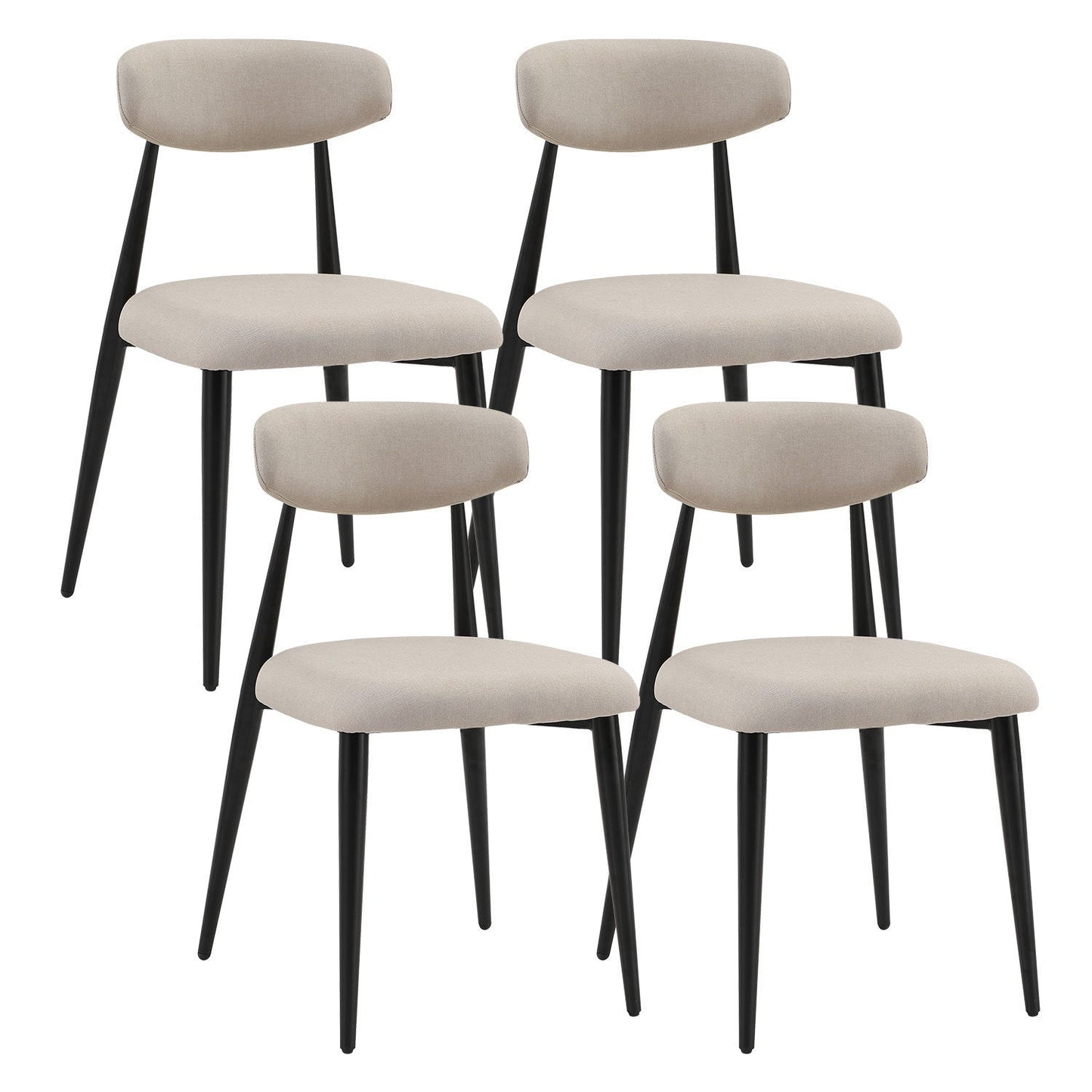 Sloan Modern Linen Side Chairs with Black Legs, Light Gray