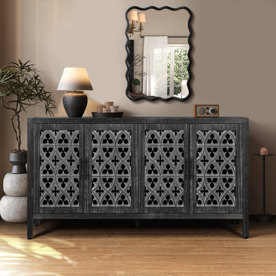 Hollis Hollow Door Antique Cabinet, Antique Black