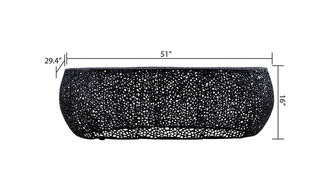 Azriel Oval Aluminum Mesh Coffee Table, Black