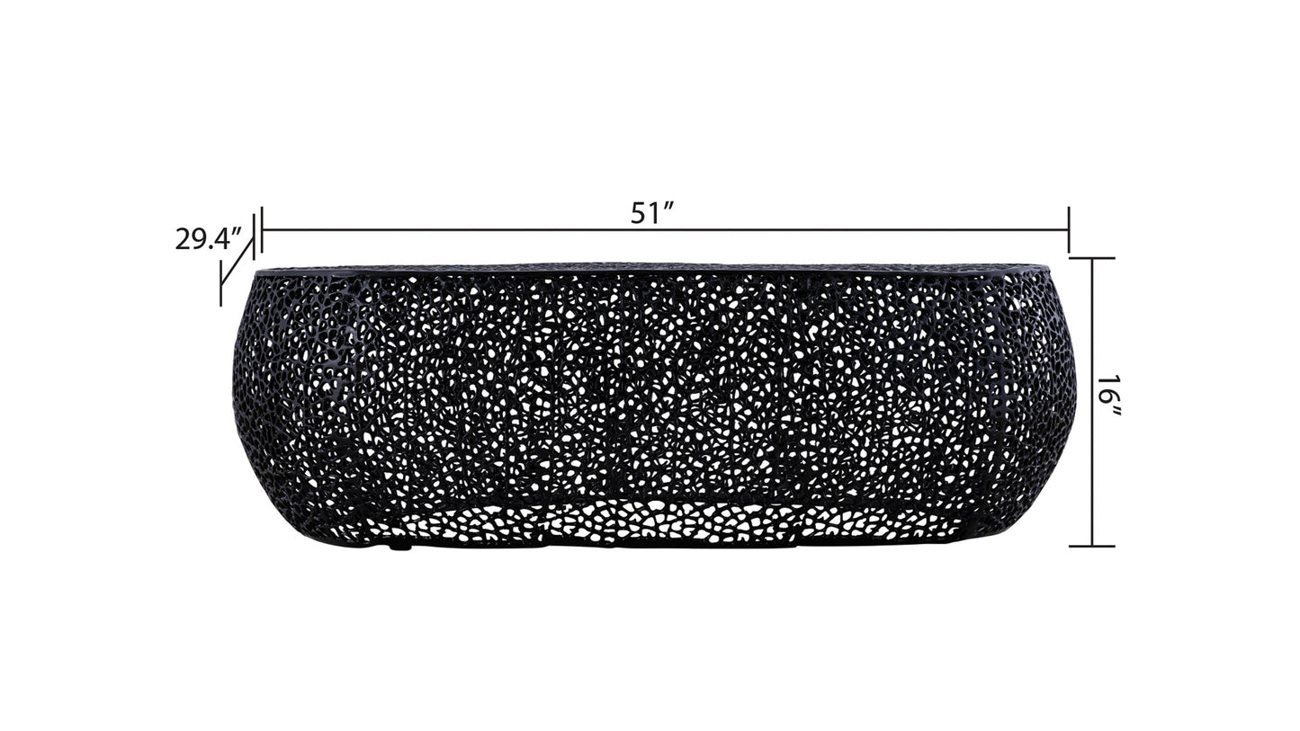Azriel Oval Aluminum Mesh Coffee Table, Black