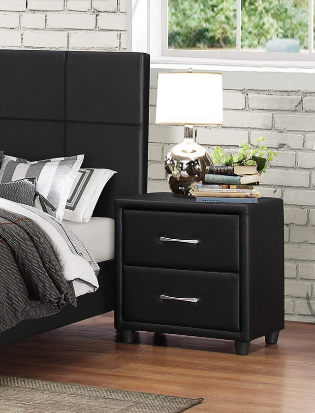 Temmy Modern Black Faux Leather Covered Drawer Nightstand