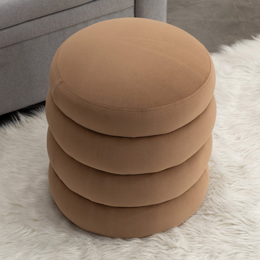 Blaise Round Velvet Ottoman, Coffee