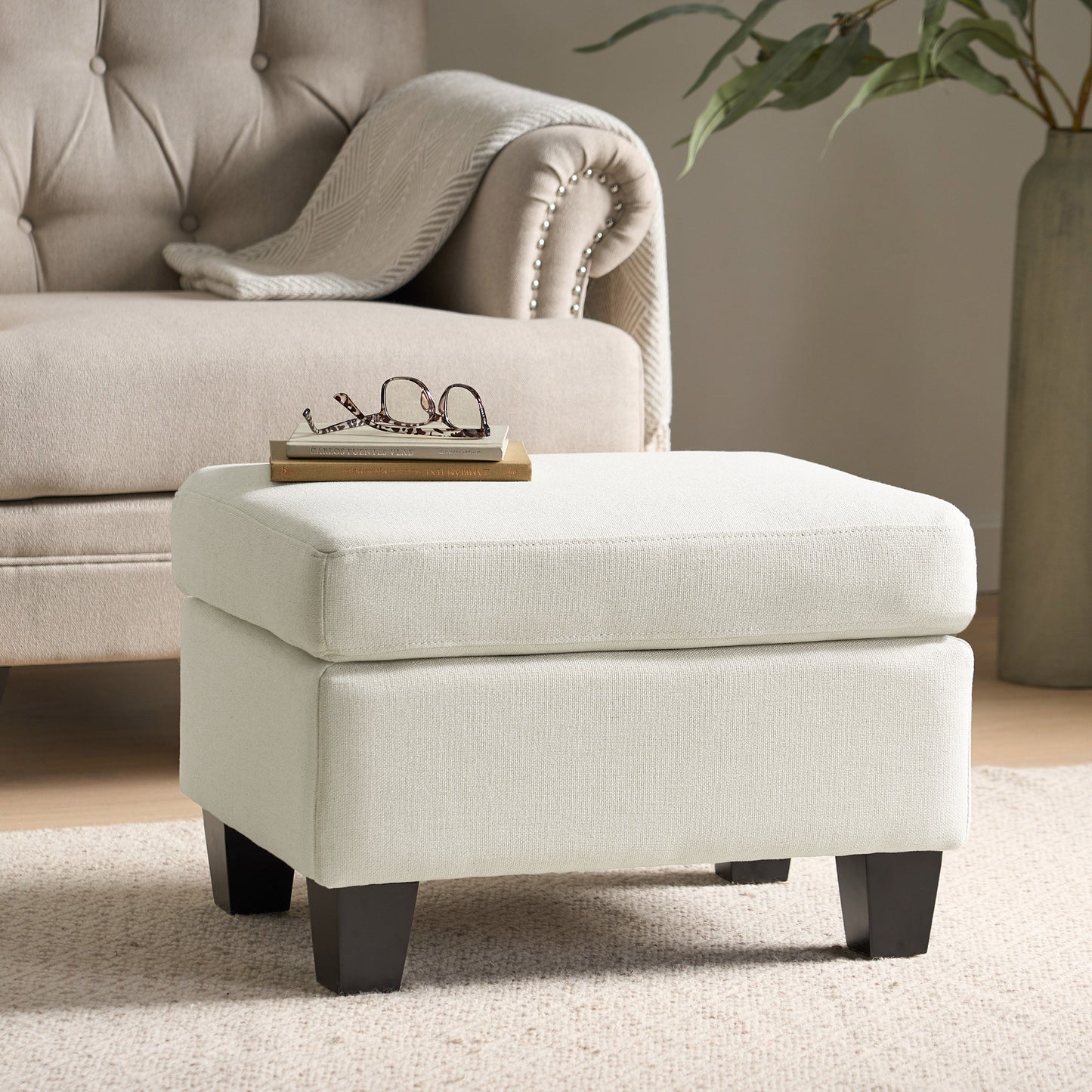Springfield Upholstered Ottoman, Beige