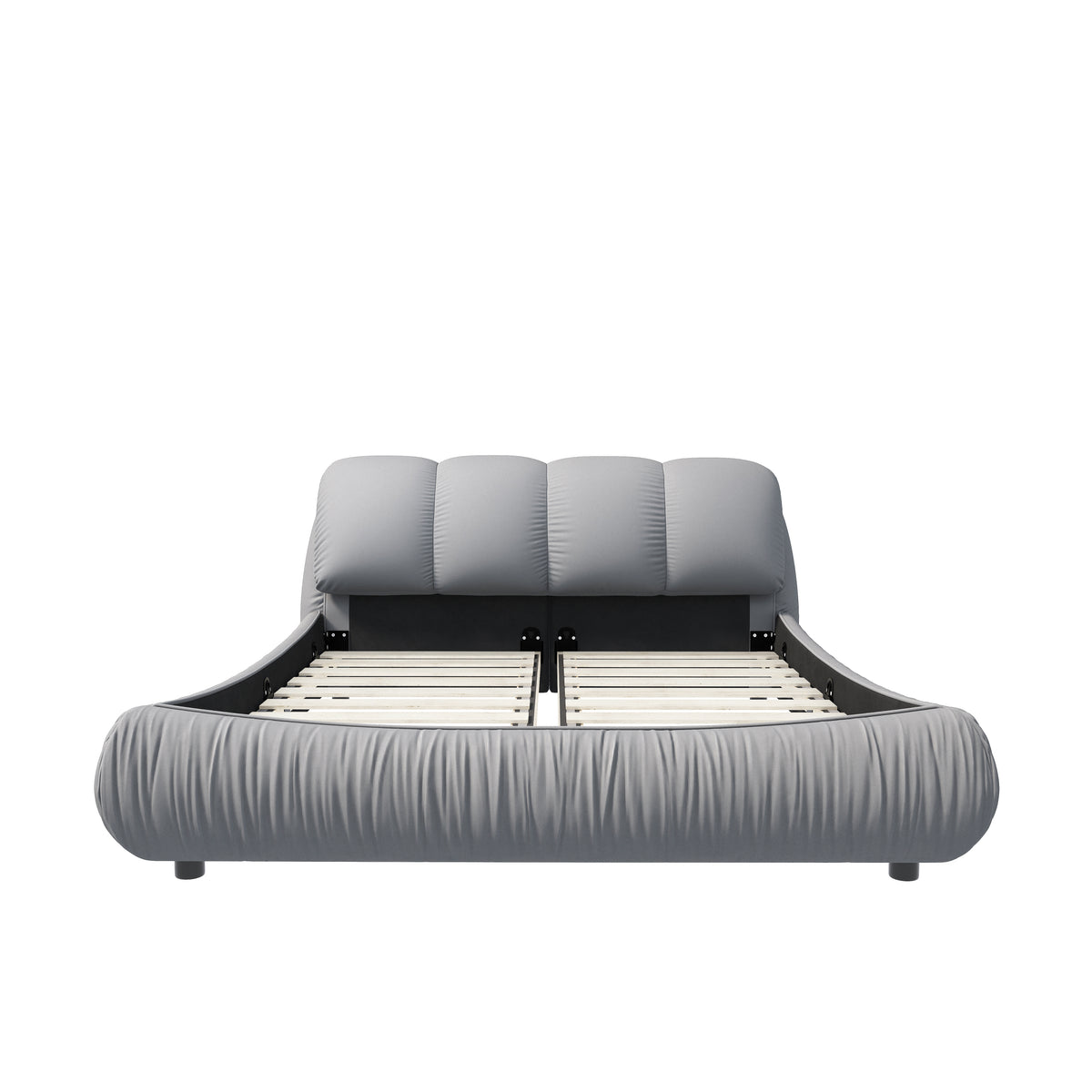 Calista Modern Queen Size Upholstered Platform Bed, Gray