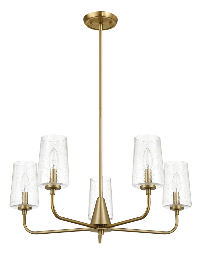 Dazzle Five Lights Chandelier With Clear Seeded Glass -Satin Brass