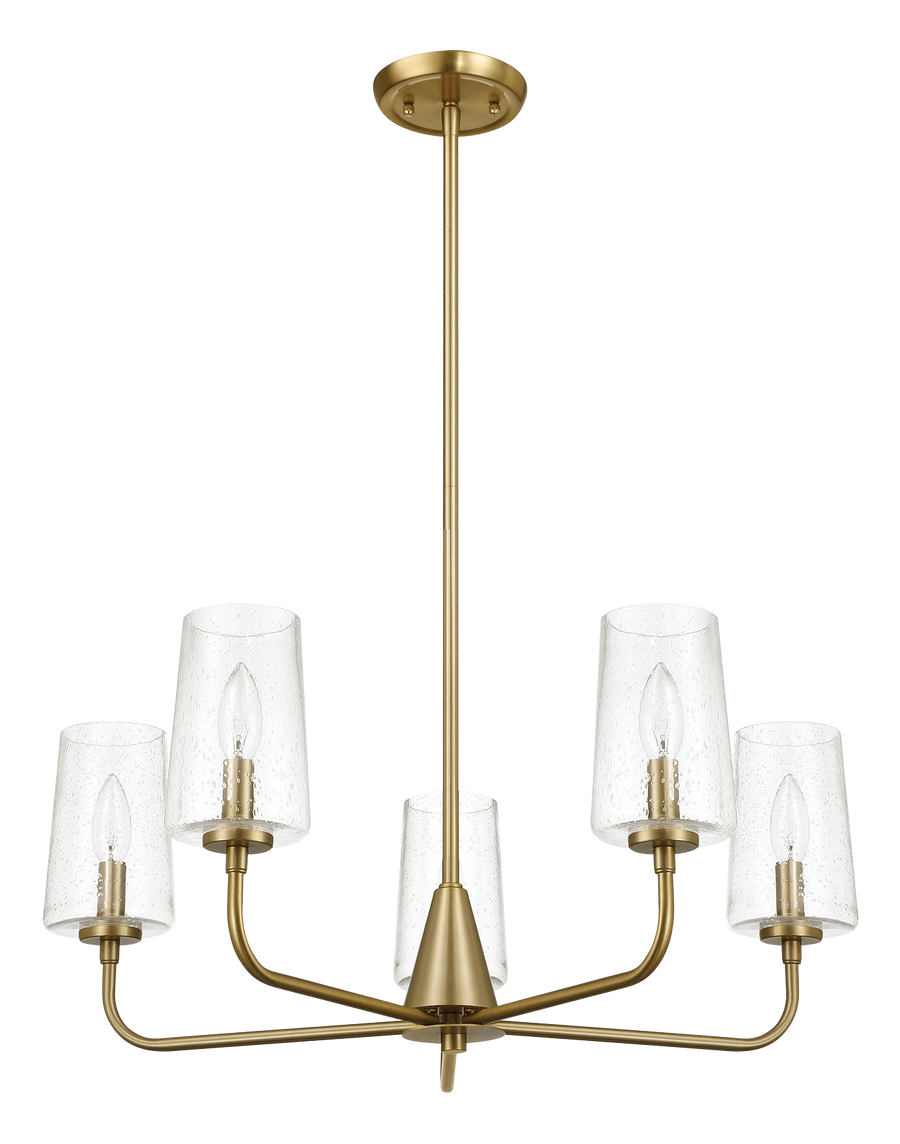 Dazzle Five Lights Chandelier With Clear Seeded Glass -Satin Brass