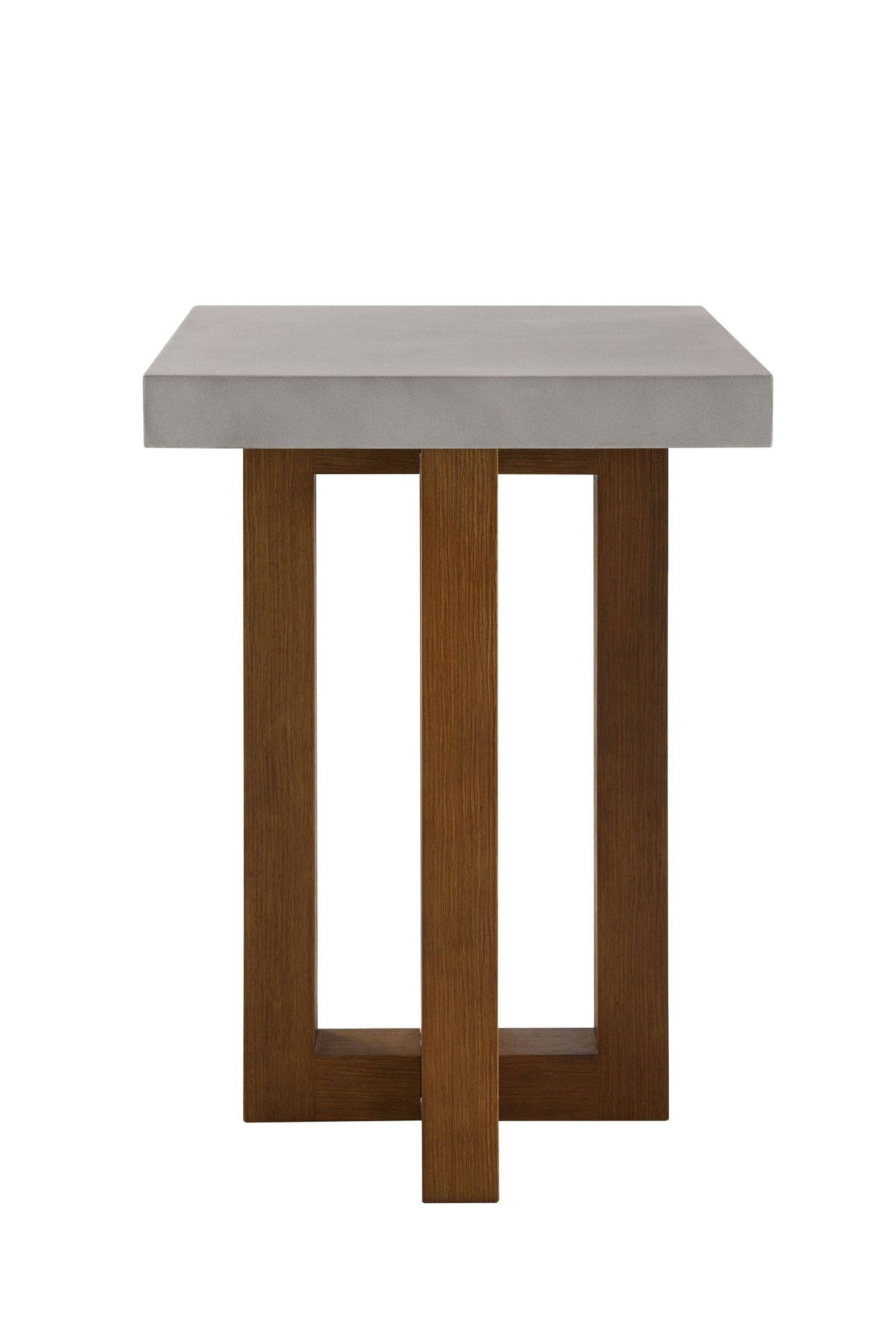 Keven Faux Concrete Top & Walnut Finish End Table