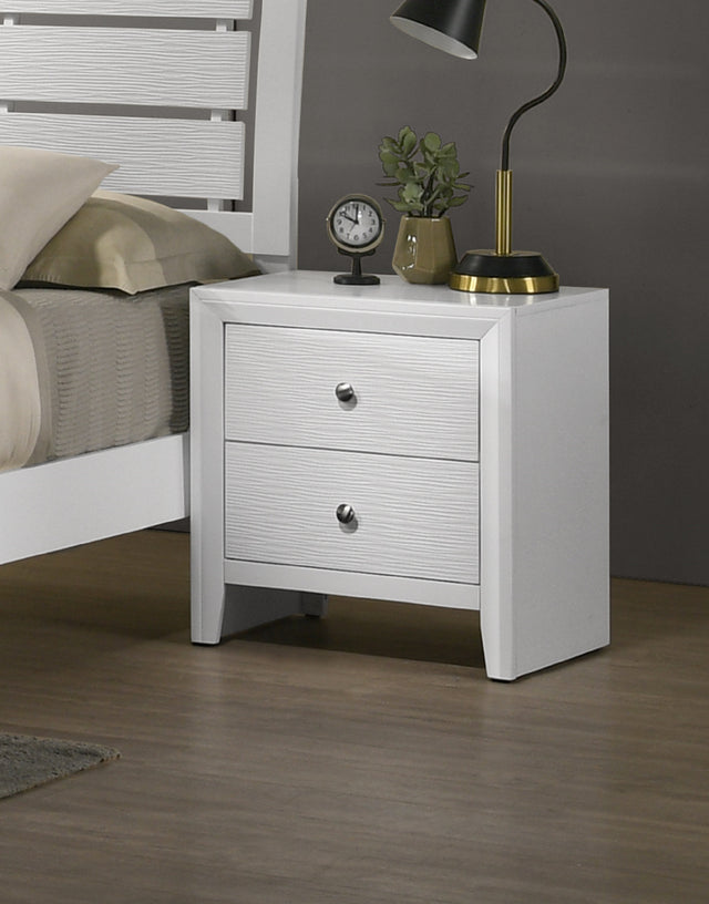 Noah Modern 2-Drawer White Nightstand