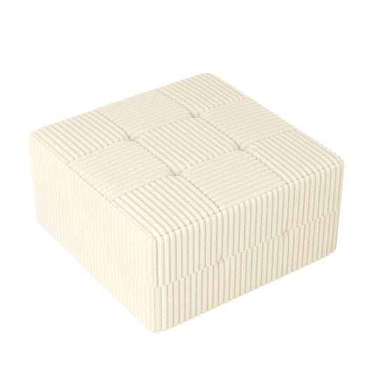 Peregrine Mid-Century Modern Square Corduroy Ottoman, White