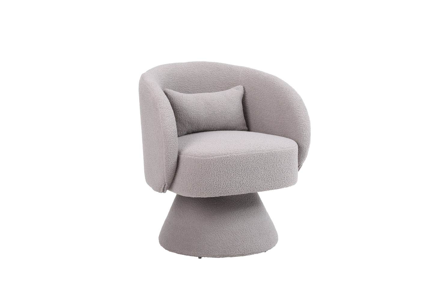 Manga Modern Faux Fur Upholstered Swivel Armchair - Gray