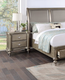 Ava Antique Silver / Champagne Finish Nightstand