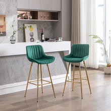 Ednita 30" Velvet Bar Stool with Gold Legs - Green