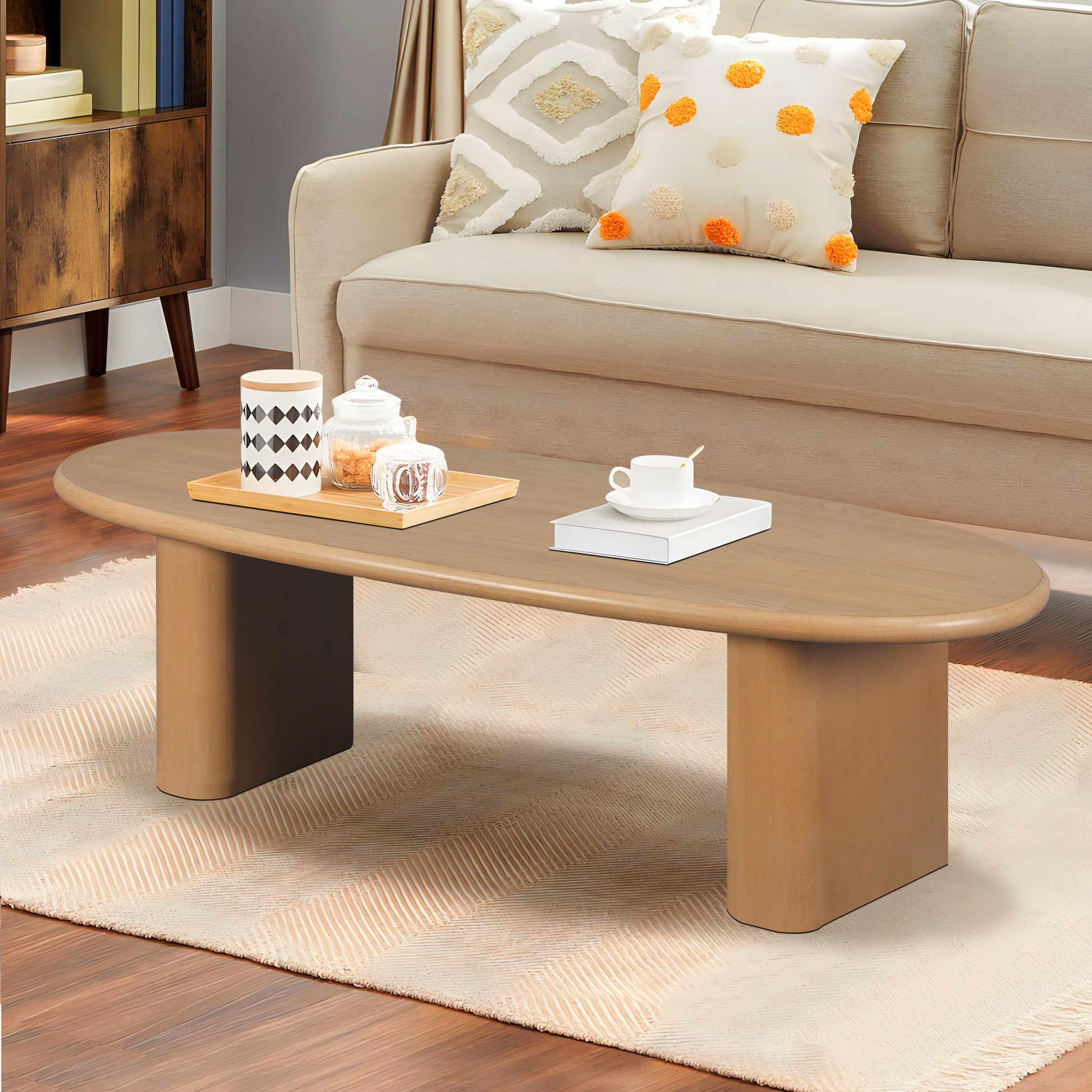 Delfina Modern 51" Coffee Table, Natural