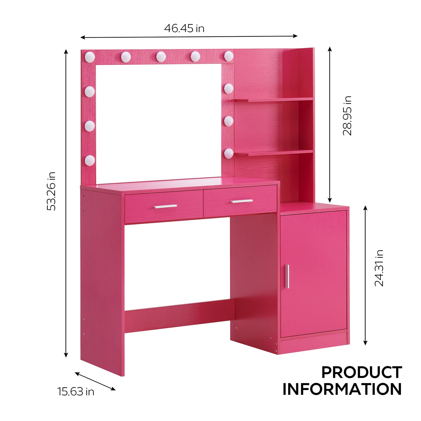 Eira Modern Minimalist Bedroom Vanity, Pink