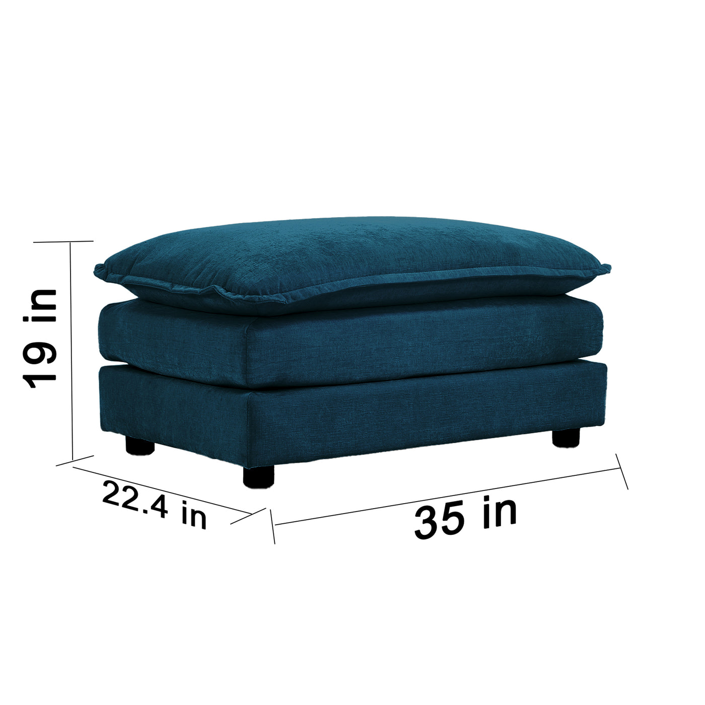 Farah Contemporary Chenille Upholstered Ottoman, Blue