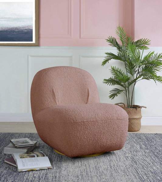 Yedaid Pink Teddy Sherpa Accent Chair W/Swivel