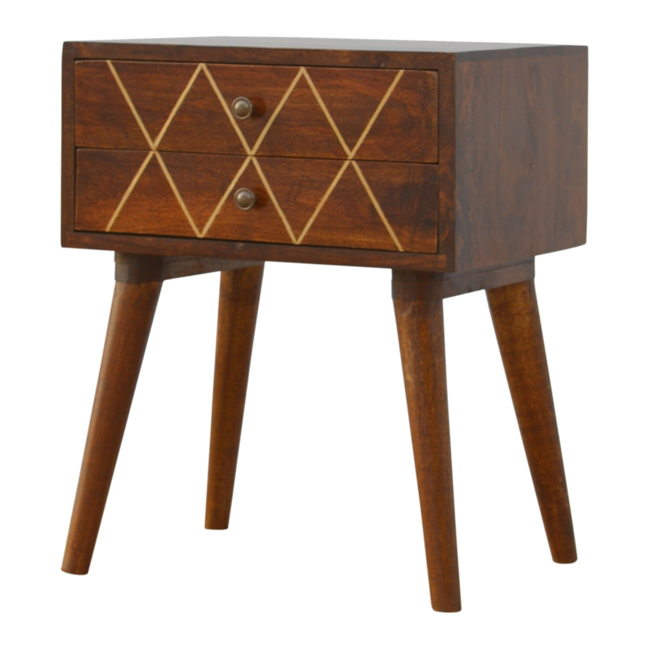 Maurice 2-Drawer Nightstand with Brass Inlay - Chestnut