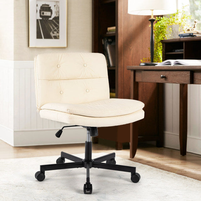 Brenda Leather Office Chair, Beige
