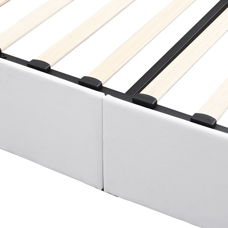 Destiny Queen size Upholstered Platform bed with a Hydraulic Storage System - White