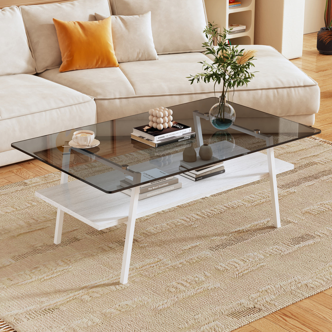 Penn Modern 3-Piece Accent Table Set with Gray Glass