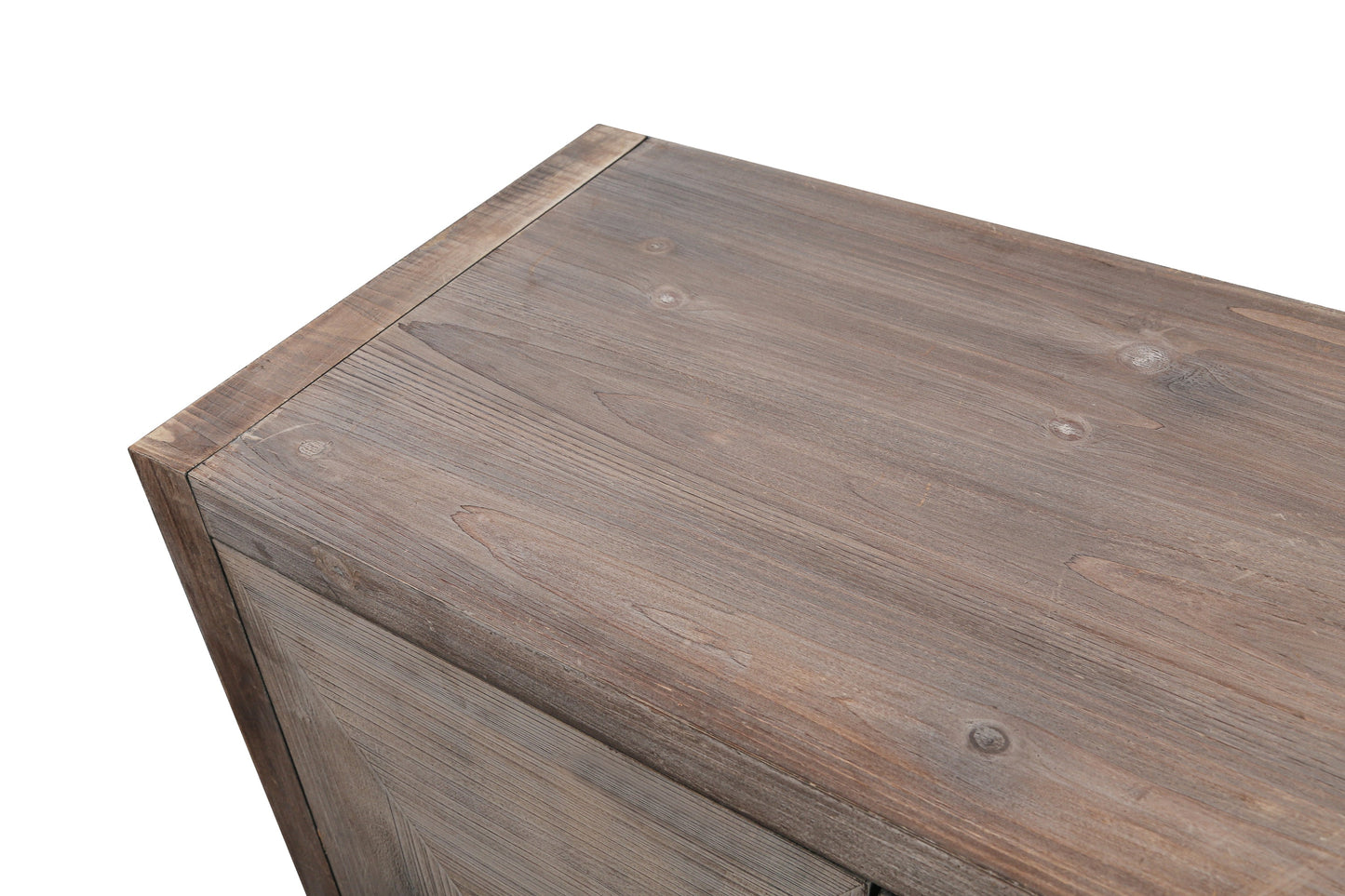 Brenda Carved Flower Door Handle, Antique Four Door Cabinet for Living Room Kitchen Hallway (Brown)