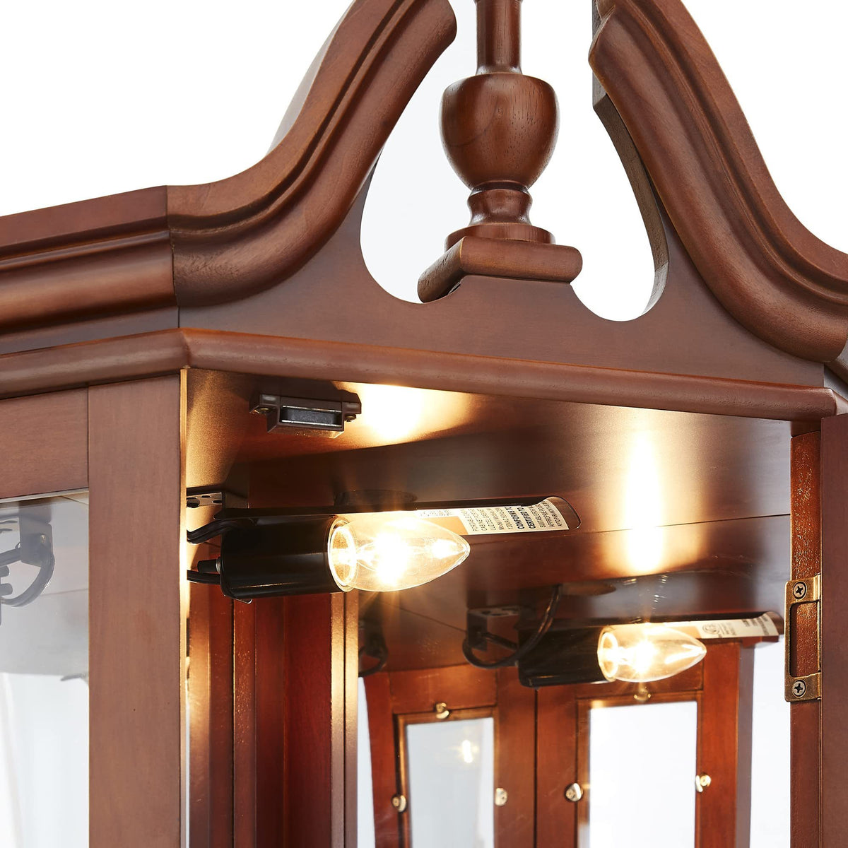 Agatha Traditional Curio with Adjustable Shelves & Mirror Back, Walnut