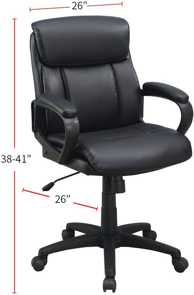 Modern PU Leather Executive Office Chair, Black