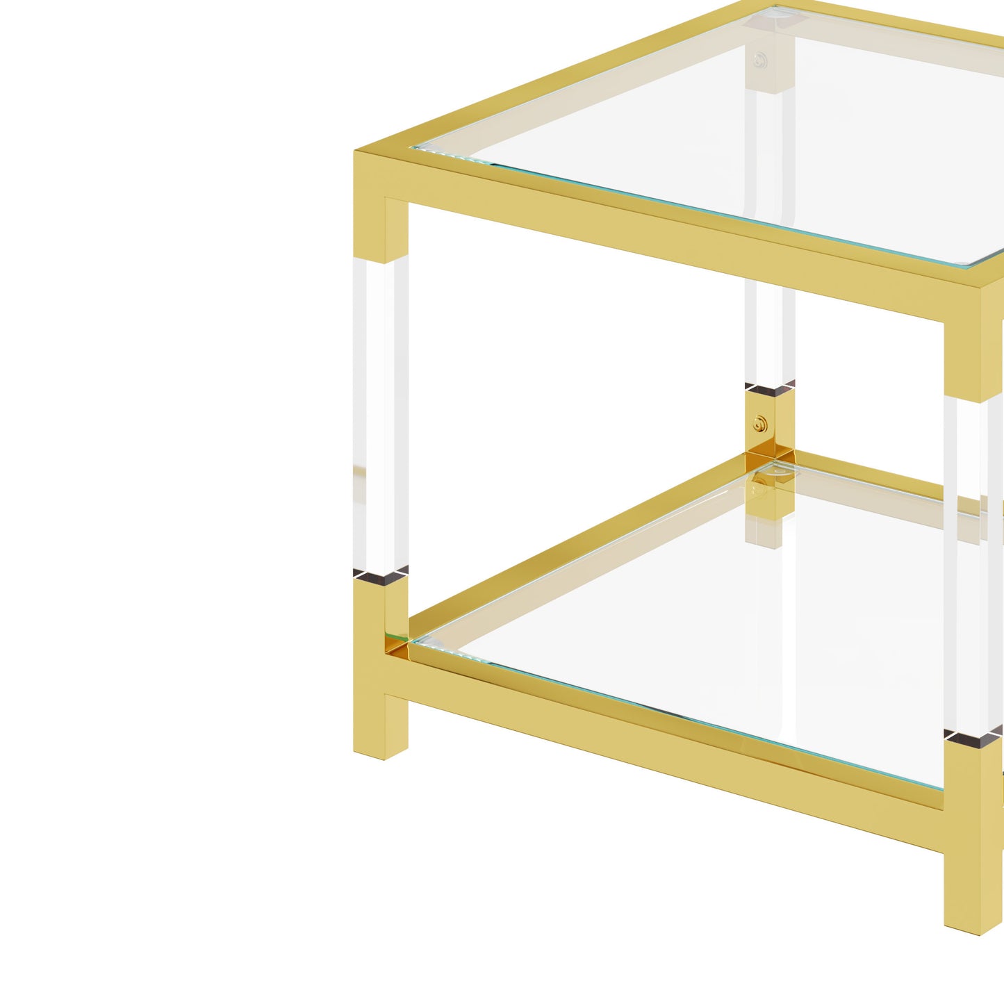 Mira Modern Side Table in Gold with Acrylic Legs
