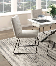 Olivia Modern Side Chairs with Black Metal Legs. Set of 2 Beige