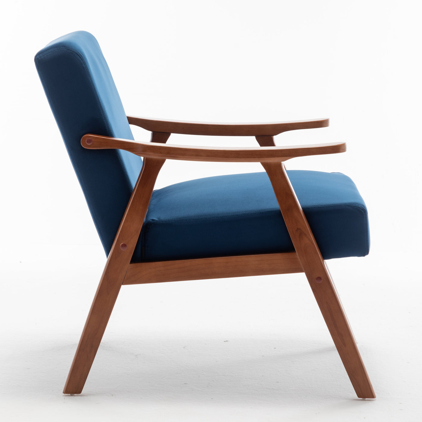 Lyraea Mid-Century Modern Blue Velvet Wingback Accent Chair