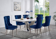 Emma Velvet Wingback Chairs with Mirrored Silver Legs (Set of 2), Blue