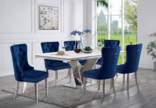 Emma Velvet Wingback Chairs with Mirrored Silver Legs Set of 2 , Blue