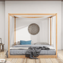 Beatrix King Size Canopy Platform Bed with Support Legs, Natural