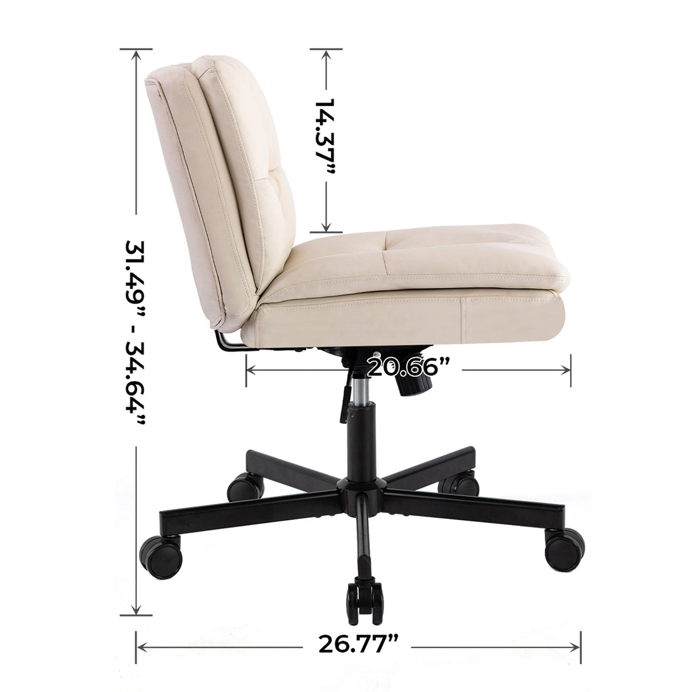 Brenda Leather Office Chair, Beige