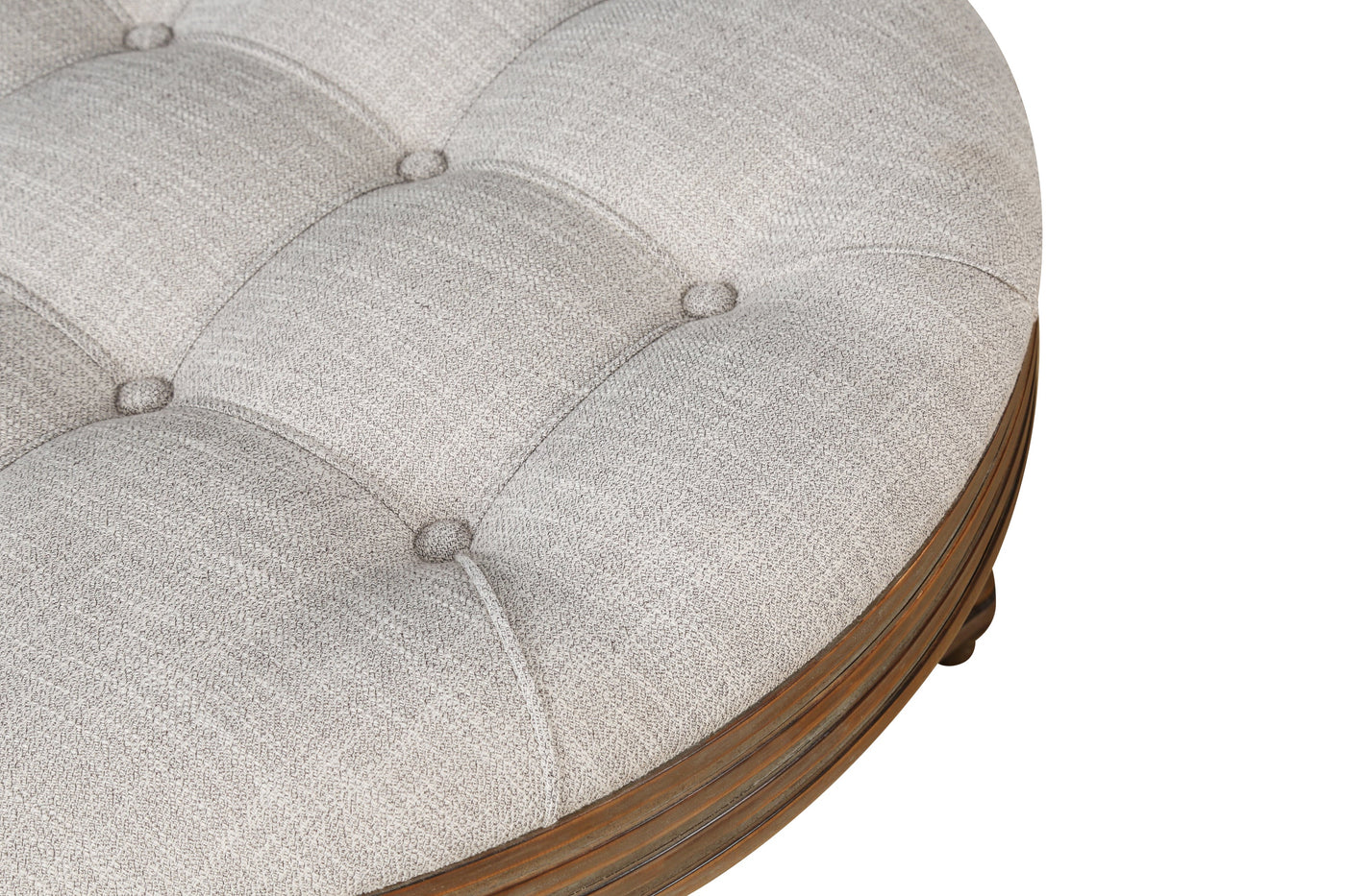 Hartford Large Round 2-Tier Ottoman Coffee Table with Tufted Linen Top