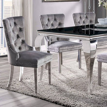 Emma Velvet Wingback Chairs with Mirrored Silver Legs (Set of 2), Gray