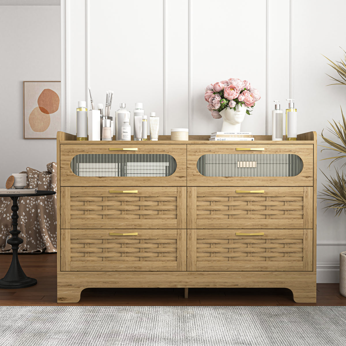 Josephine 47" 6-Drawer Dresser in Natural Finish